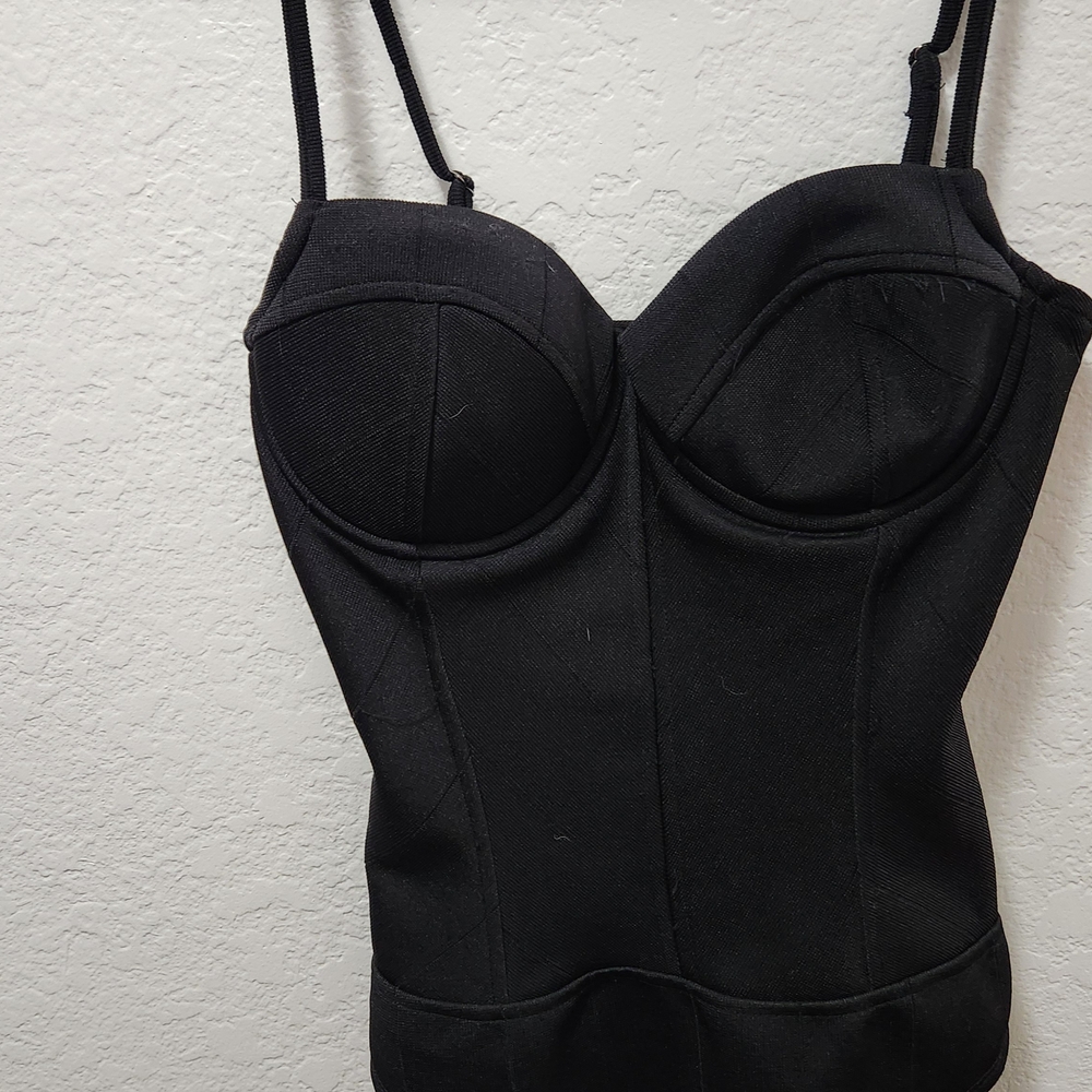 Elegant Black Bustier Bodysuit